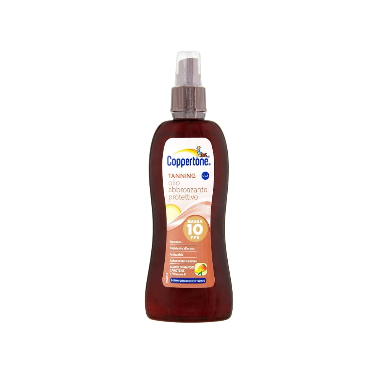 Coppertone - Tanning Olio Abbronzante Protettivo - Burro di Mango Carotene + Vitamina E - FPS 10
