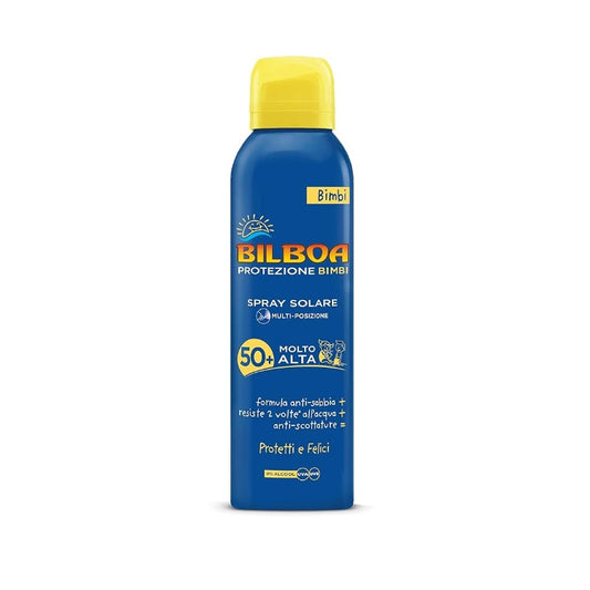 Bilboa - Protezione Bimbi - Protetti & Felici - Spray Solare - Multi-Posizione - SPF 50+