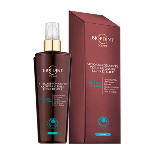 Biopoint - Solaire - Autoabbronzante Viso - Elisir Di Sole - Abbronza In 1 Ora - Hydroviton Plus DHA Bronze COmplex - Vitamin-4 Complex Olio Di Monoi Noce & Tsubaki