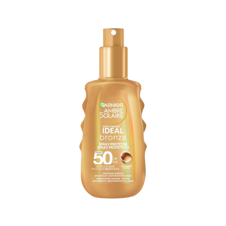 Garnier - Ambre Solaire - Ideal Bronze - Spray Protetor - Spray Protettivo - Bronzeado Luminoso Antioxidante - Muito Resistente À Água - Abbronzatura Luminosa - Anti-Age Antiossidante - Molto Resistente All'Acqua - SPF 50