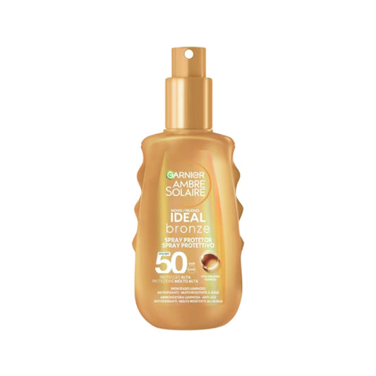 Garnier - Ambre Solaire - Ideal Bronze - Spray Protetor - Spray Protettivo - Bronzeado Luminoso Antioxidante - Muito Resistente À Água - Abbronzatura Luminosa - Anti-Age Antiossidante - Molto Resistente All'Acqua - SPF 50