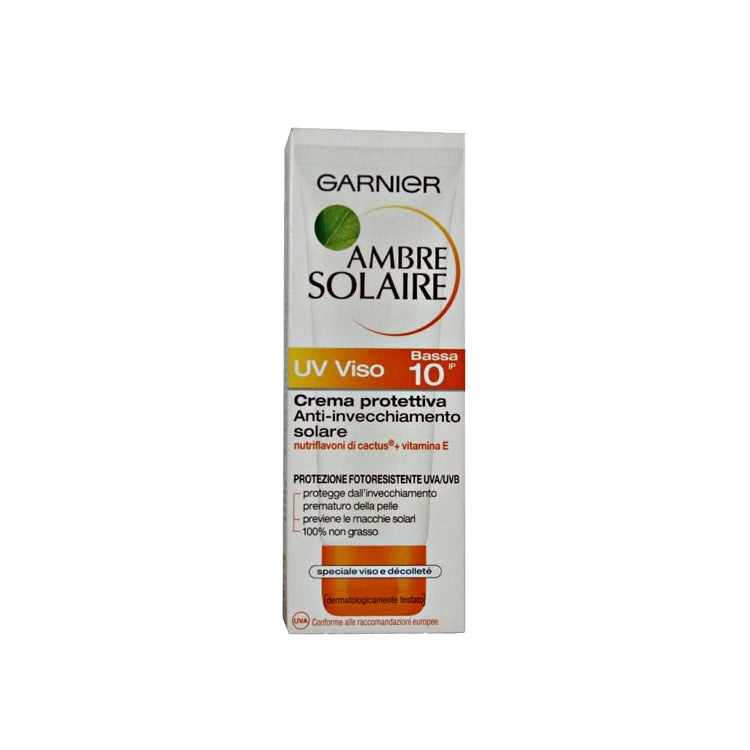 Garnier - Ambre Solaire - UV Viso - Crema Protettiva Anti-Invecchiamento Solare - SPF 10