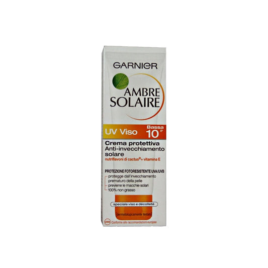 Garnier - Ambre Solaire - UV Viso - Crema Protettiva Anti-Invecchiamento Solare - SPF 10