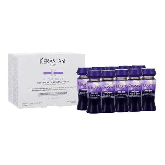Kérastase - Fusion-Dose - Concentré [H.A] Ultra Violet - Acide Hyaluronique + Edelweiss - Soin Violet restaurateur Anti-Faux Reflets - Cheveux Décolorés Ou Méchés Blond Froid - Anti-Brass Restoring Purple Care - Lightened Highlighted Cool Blonde Hair