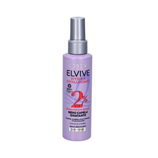L'Oréal Paris - Elvive - [Hydra Hyaluronic] - 2% [Hyaluronic Care System] - Siero Capelli Idratanate - Rimpolpa, Disicplina & Dona Morbidezza 10X Più Idratazione - Formula Leggera - Senza Risciacquo - Capelli Disidratati