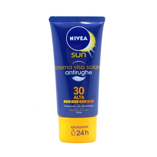 Nivea - Sun - Crema Viso Solare Antirughe - Resistente All'Acqua - Idratazione 24H - SPF 30